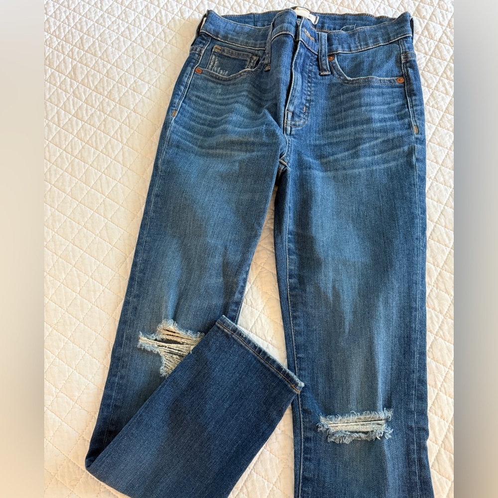 Madewell Blue Skinny Leg Distressed Jeans